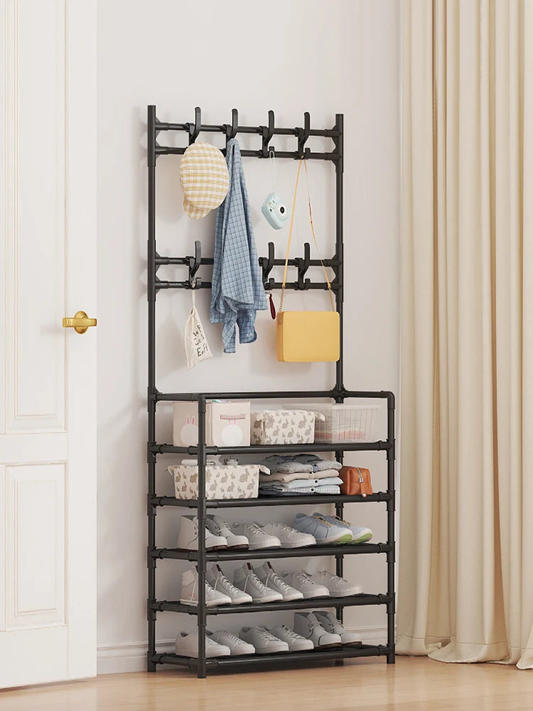 Five Layer Shoe Rack Simple Shoe Rack Integrated Storage Rack Household Shoe Rack Multifunctional Clothes Rack Coat Rack 2-piece