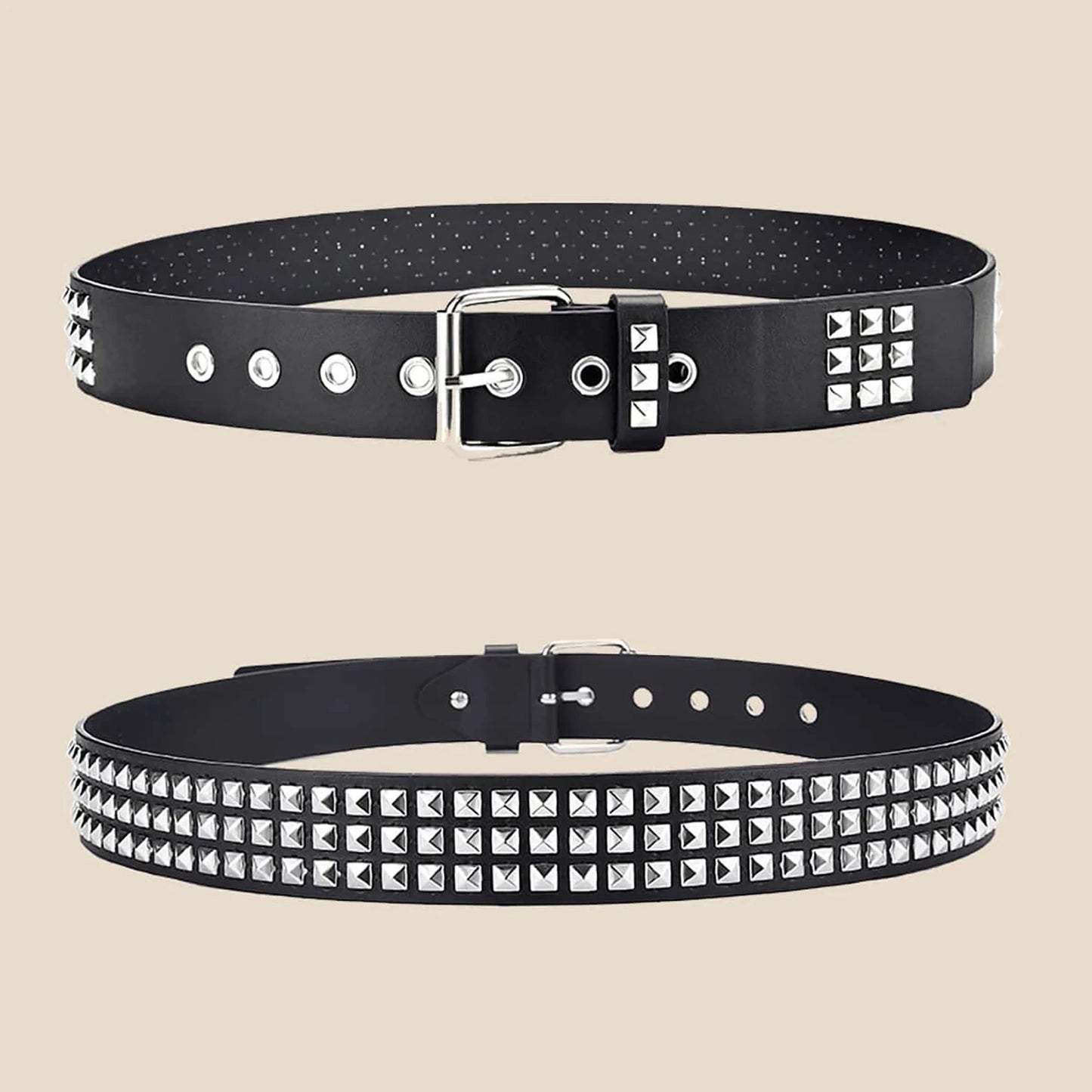 2024New Square Bead Rivet Belt Metal Pyramid Belt Men and Women Punk Hardware Jeans Belt Y2K Belt Designer Belt Women's Belts