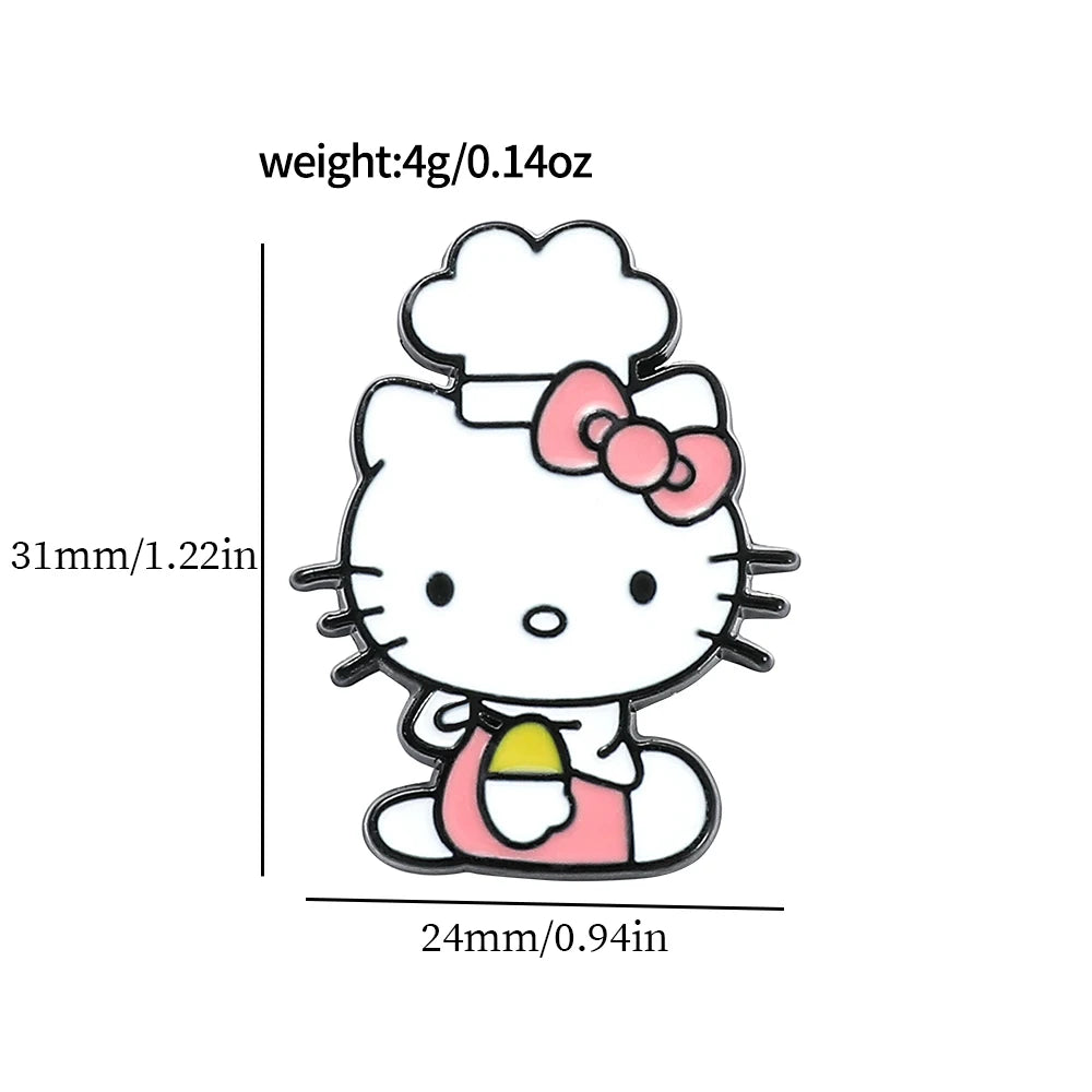 5 Pcs Fairy Tale Anime Sanrio Sticker Cute Hello Kitty Enamel Metal Backpack Mobile Accessories Gift For Friends
