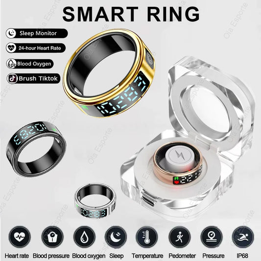 Smart Ring For Men Women Heart Rate Blood Oxygen Monitoring Multi Sports Modes 5ATM & IP68 Waterproof smartring For Android IOS