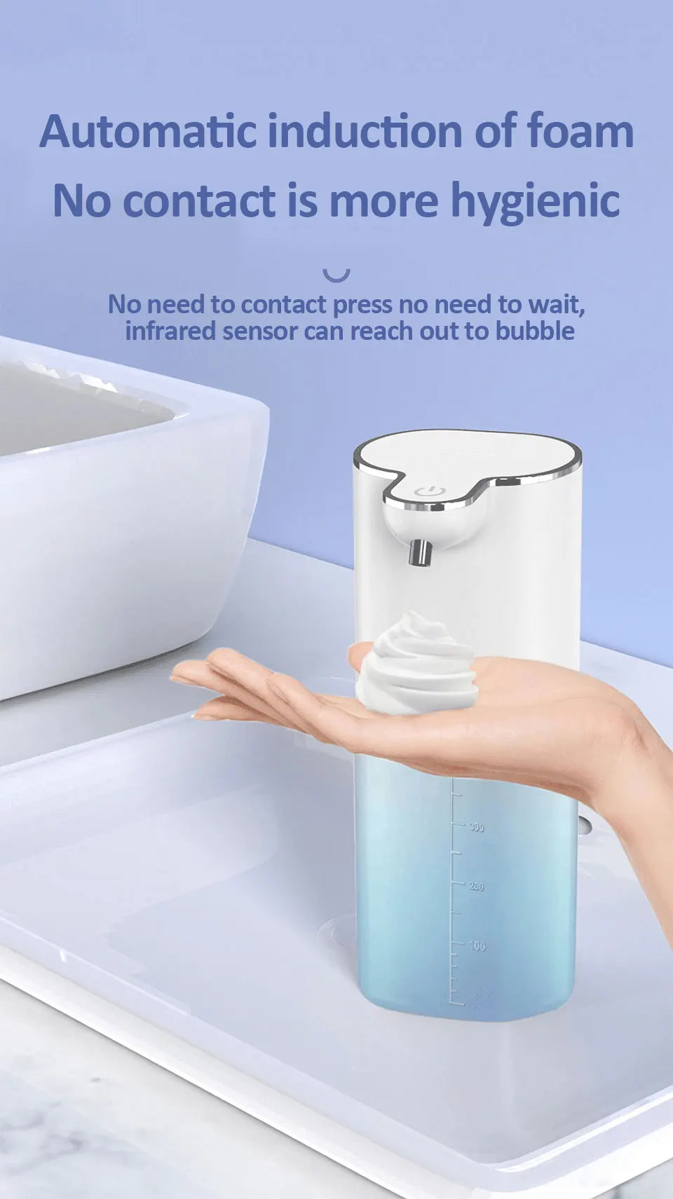 Automatic Foam Soap Dispensers 400ml 4-Gears Bathroom Smart Washing Hand Machine USB Rechargeable Touchless Hand Sanitizers