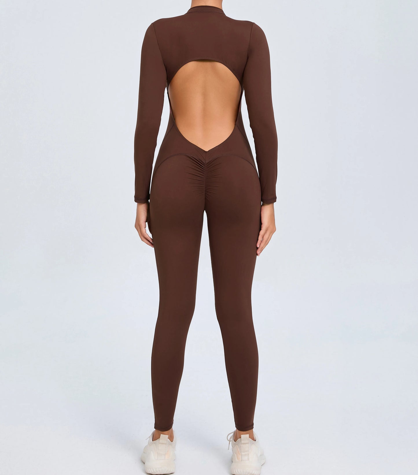 Women Sportwear Yoga Jumpsuit Zip Long Sleeve Back Open Outfit Fitness Tracksuit Tight One-piece Gym Overalls Sports Bodysuit