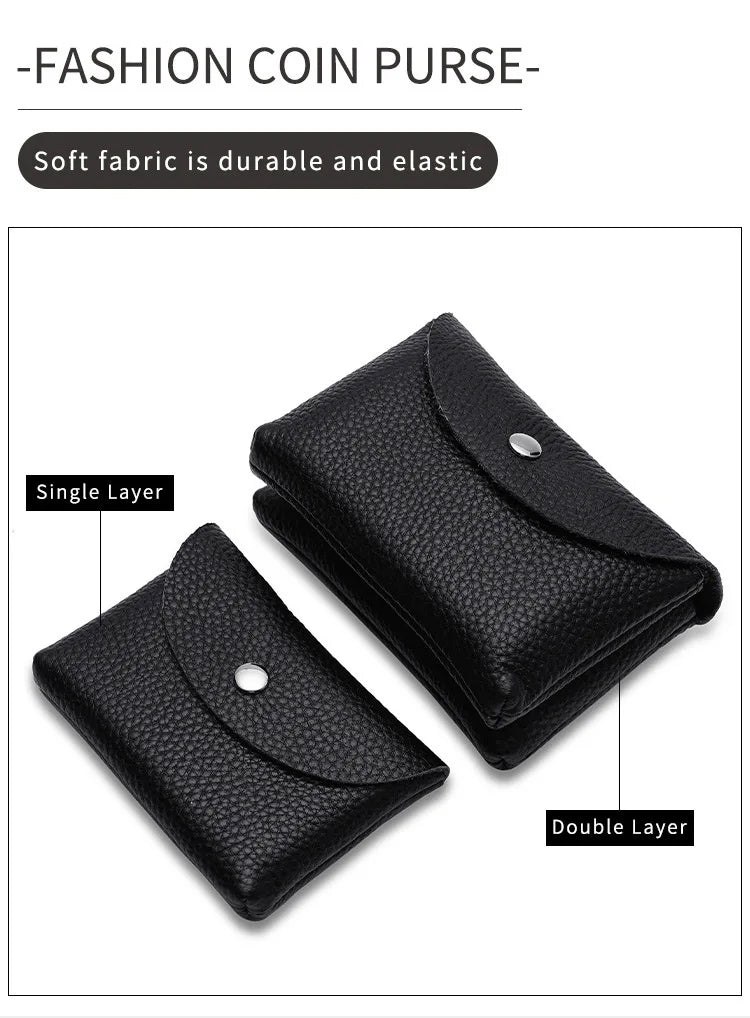 Genuine Leather Short Coin Wallets Card Holder Bag Case Portable Retro Cowhide Small Money Purse For Men Women Earphone Pouch