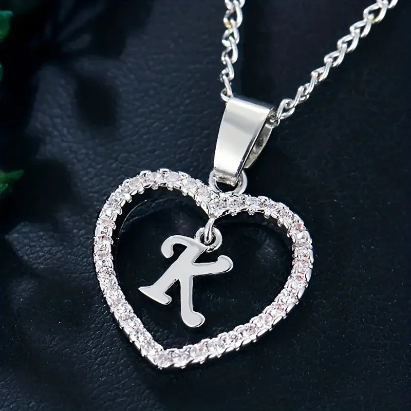 Bohemian Style Heart-shaped Letter Pendant Necklace, Wedding Party Gift For Men And Women,Delicate Gift for Men And Women