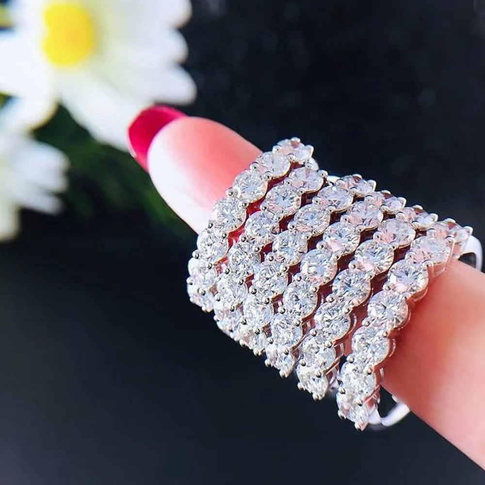Huitan High-quality Silver Plated Finger-ring for Women Luxury Inlaid CZ Stone Simple Stylish Wedding Bands Female Ring Jewelry