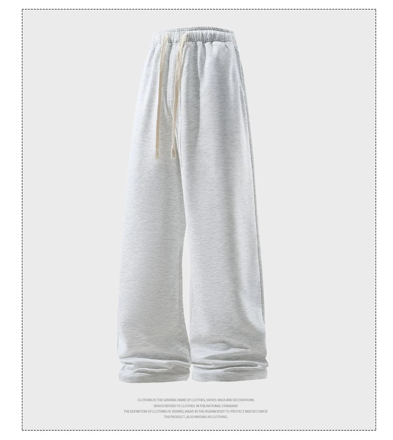 Wide Leg Pant Fashion Causal Breathable Men Sweatpant Male Autumn Versatile Elastic High Waist Drawstring Loose Straight Trouser